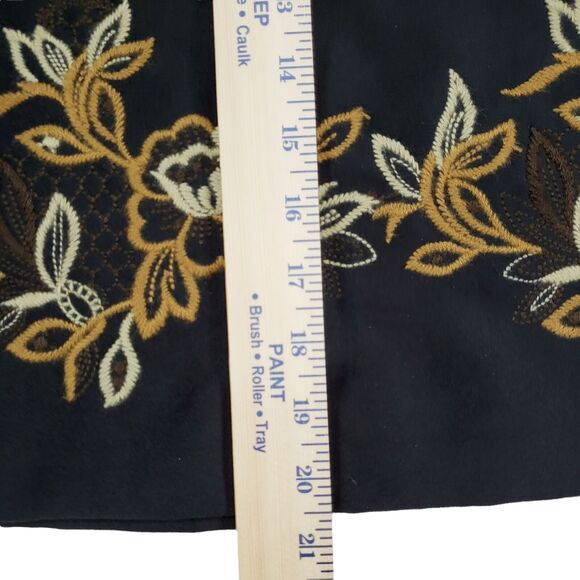 Alfani Velour Pencil Skirt 4P Black Floral Embroidered Gold & Ivory‎ Flowers - Picture 5 of 11